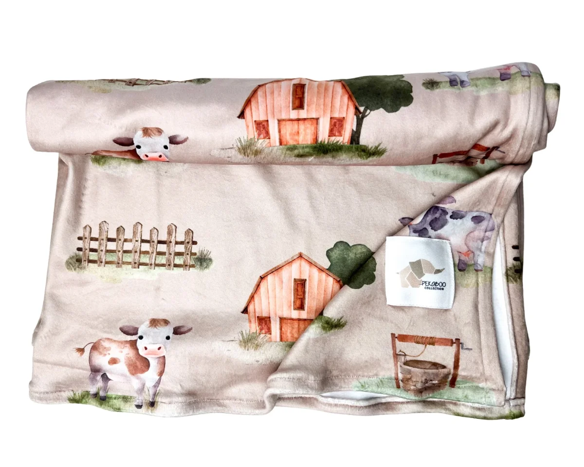 Couverture magiks - Ferme et vache taupe