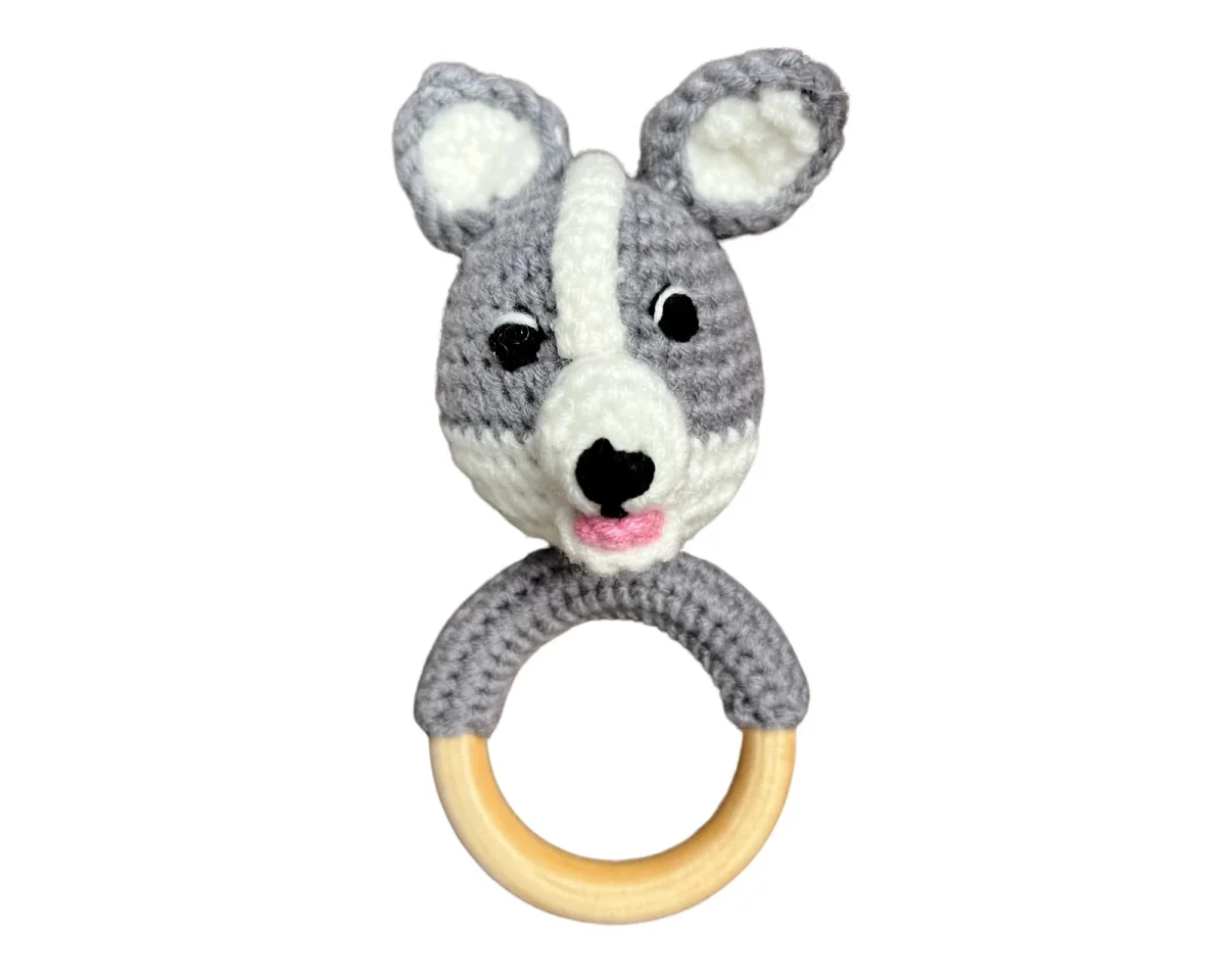 Hochet bois et crochet - Loup gris