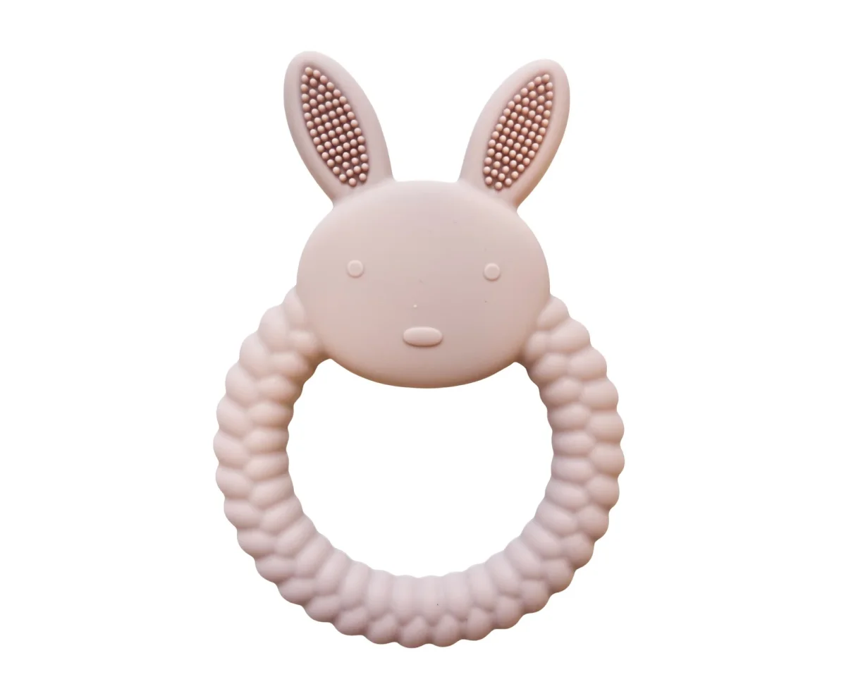 Jouet de dentition - Anneau lapin rose blush