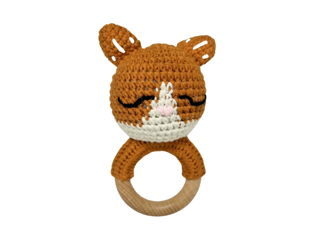 Hochet bois et crochet - Fox moutarde foncé