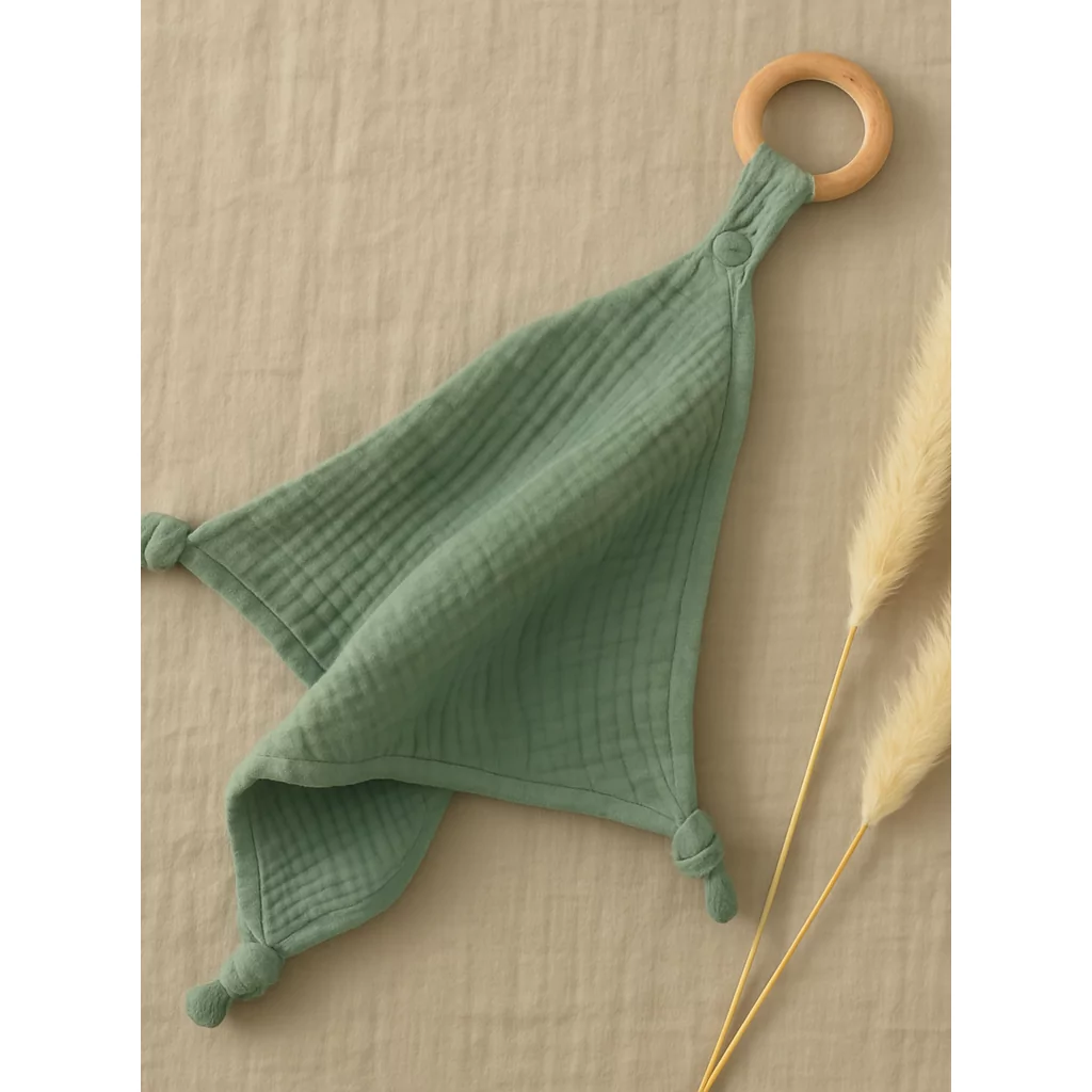 Lange gaze de coton et anneau bois – Image 2