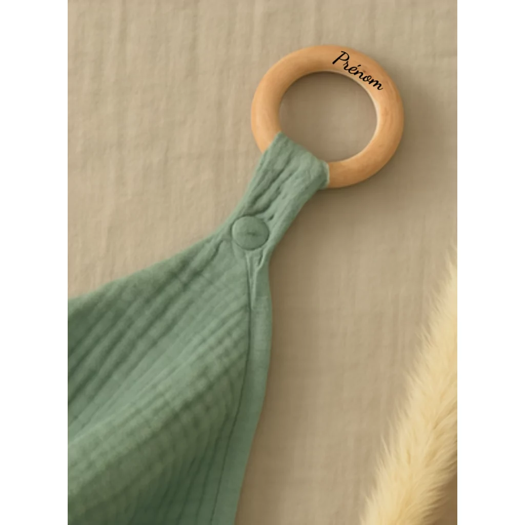 Lange gaze de coton et anneau bois – Image 3