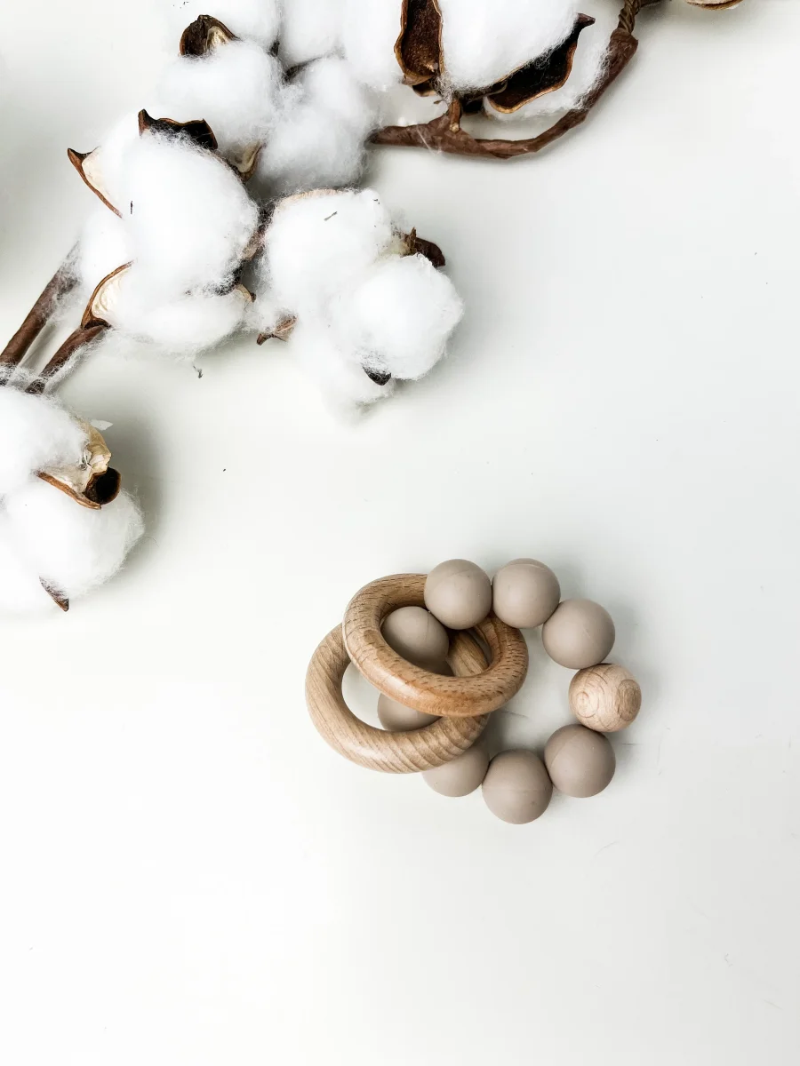 Jouet de dentition - Anneau bois beige